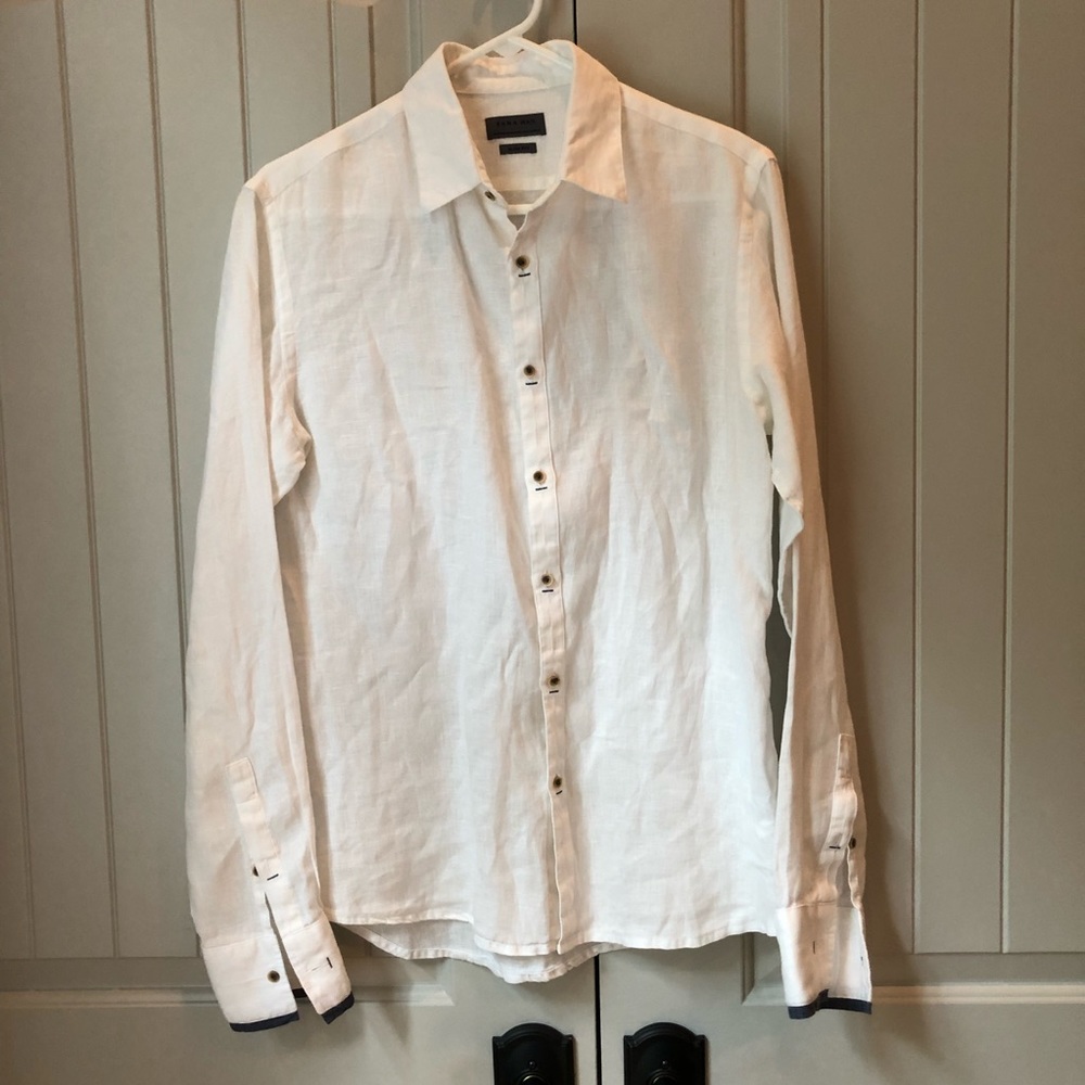 Zara Men’s Medium Slim White Linen Shirt